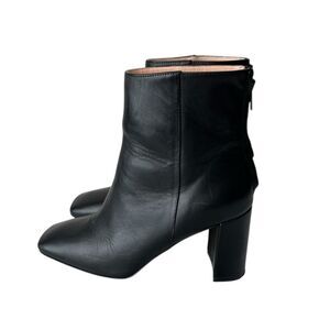 J. Crew Squared Toe Soft Leather Block Heel Ankle Boots Black Size 10